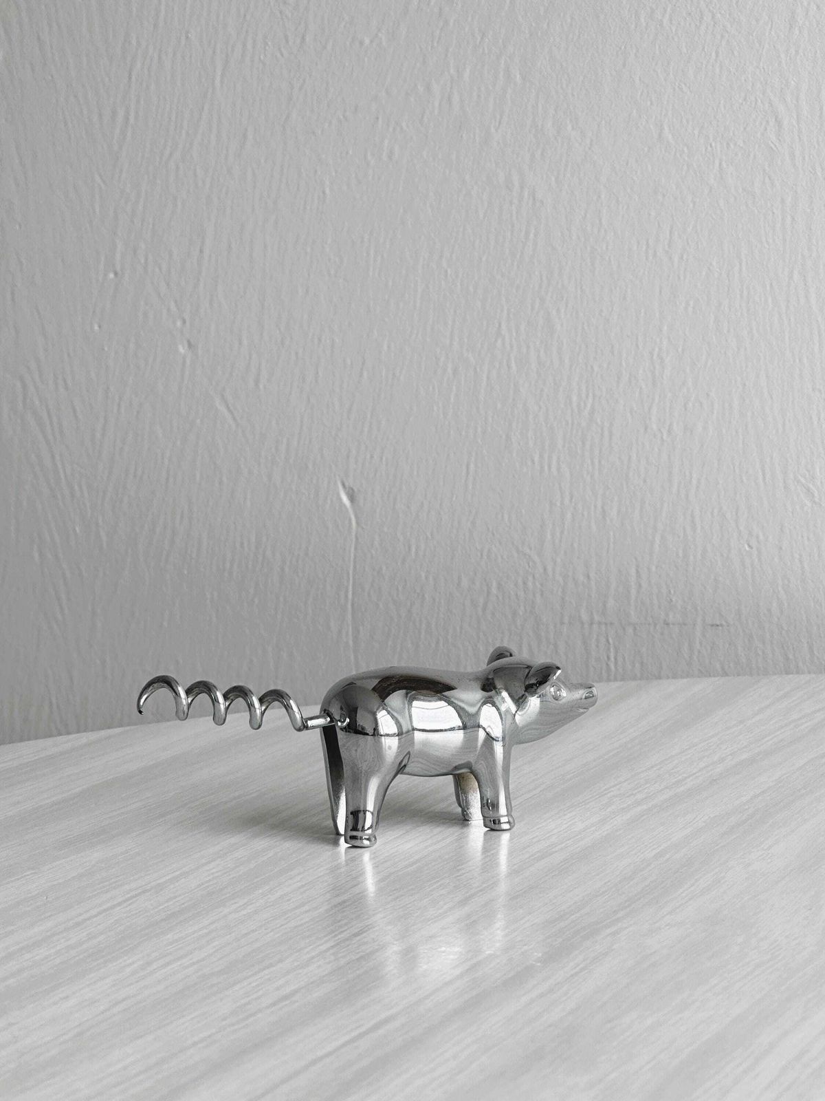 Chrome Plated Metal Pig Shaped Corkscrew, Stainless Steel Corkscrew, Kitchen Decoration, Unusual Gift, Pig Collection, French Wine photo Home Decor