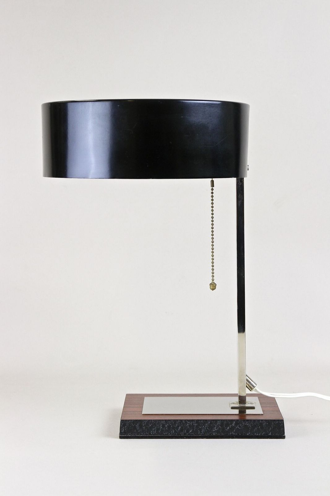 20th Century Chromed Lamp With Black Metal Lamp Shade, At Circa 1950 photo 1115.0