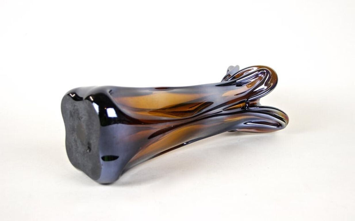 Home Decor 20th Century Murano Glass Vase With Iridiscent Chrome Effect, It Circa 1970 photo