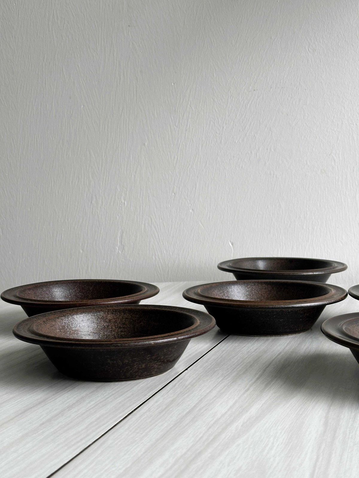 Set Of 6 Dark Brown Glazed Stoneware Bowls, Bowls For Starters Or Desserts, Raw And Elegant Table Decoration, Dark Elegant Table photo Home Decor