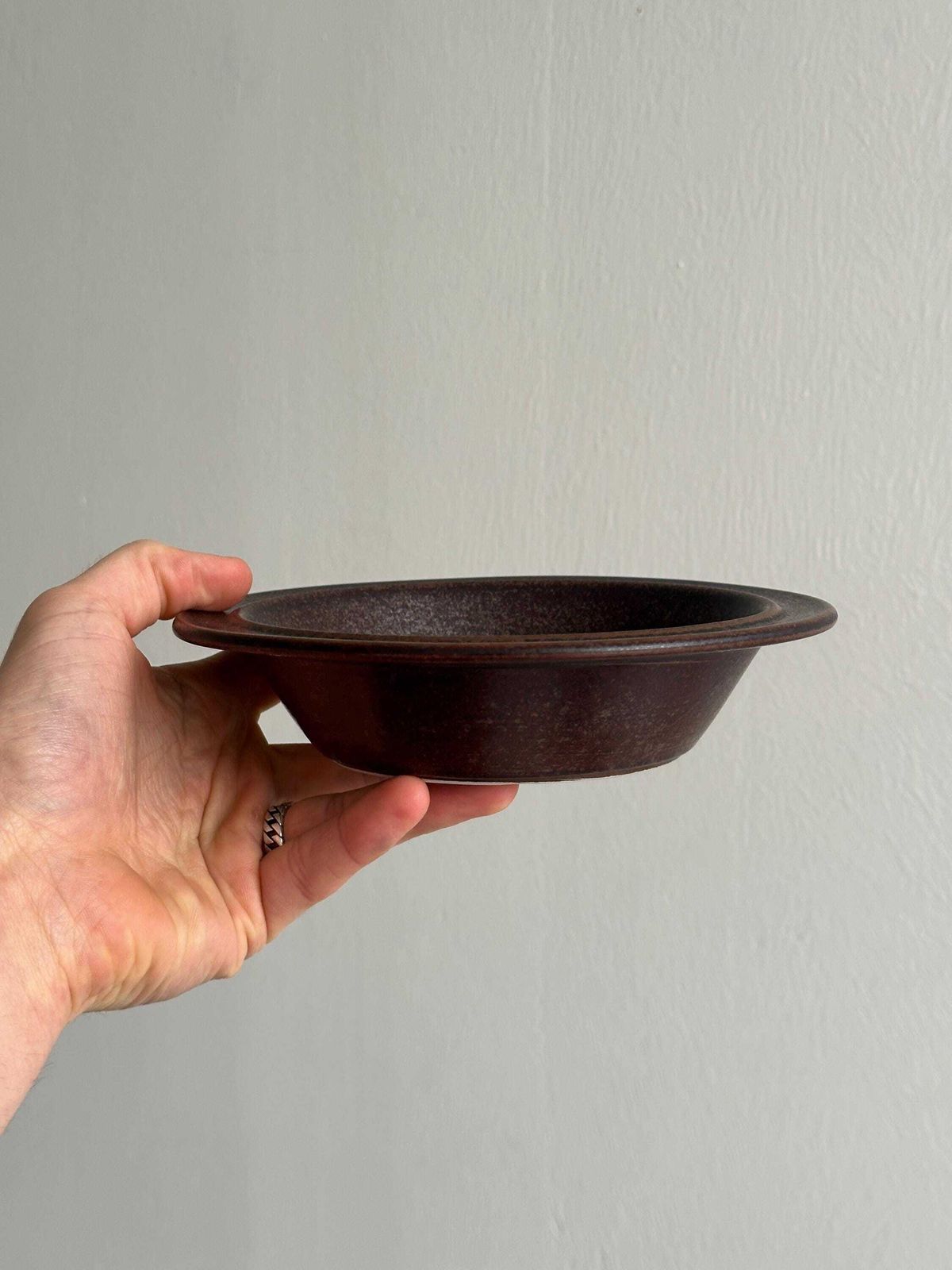 Set Of 6 Dark Brown Glazed Stoneware Bowls, Bowls For Starters Or Desserts, Raw And Elegant Table Decoration, Dark Elegant Table photo vintage