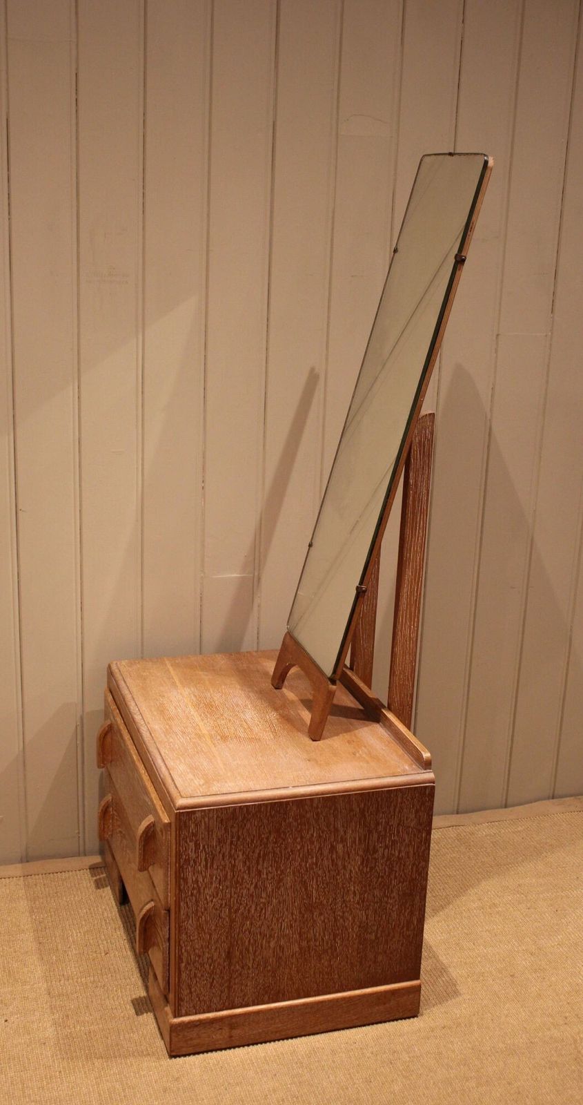 Small Limed Oak Mirrored Cabinet photo vintage