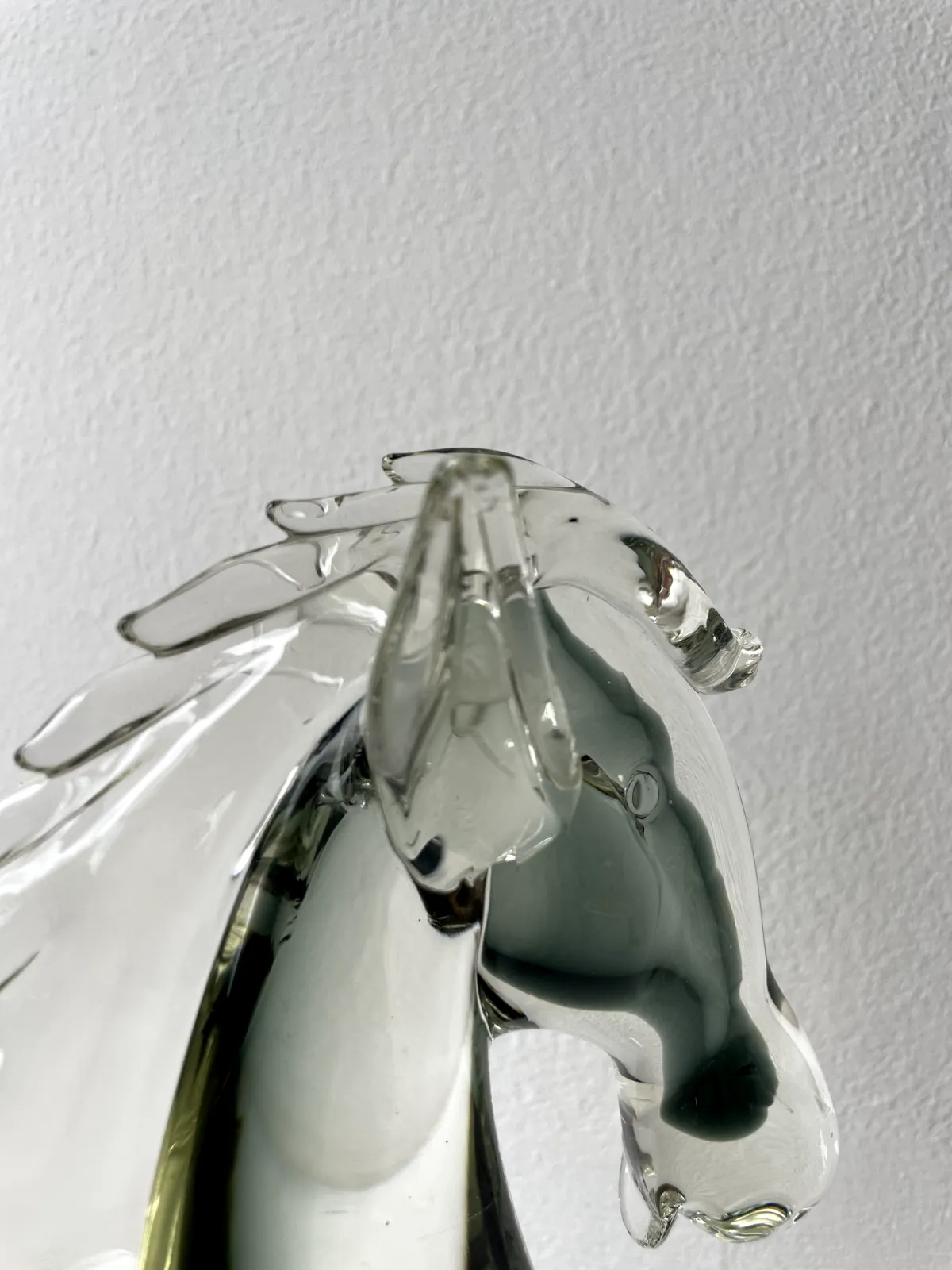 photo for sale Vintage Mid Century Murano Glass Grey Horse Head Figure Sculpture Made In Italy
