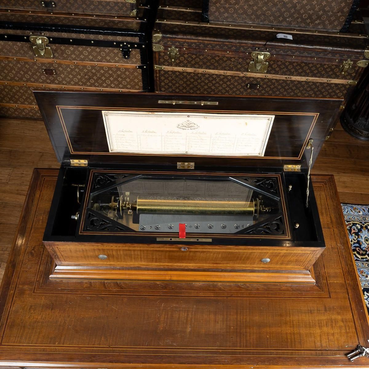 Antique 19thc Swiss Made Cylinder Music Box By Lecoultre Frères Of Geneva C.1880 photo vinterior