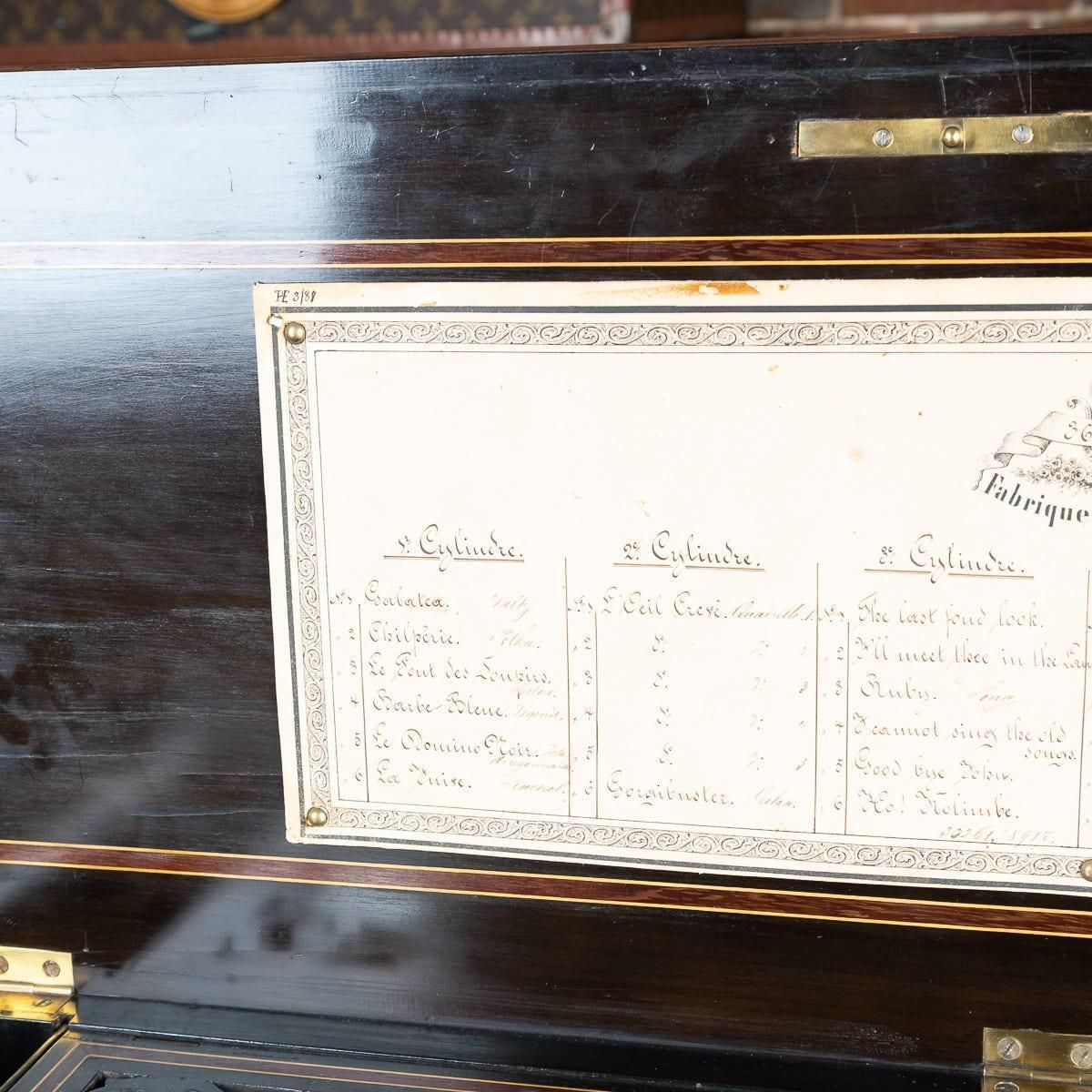 photo for sale Antique 19thc Swiss Made Cylinder Music Box By Lecoultre Frères Of Geneva C.1880