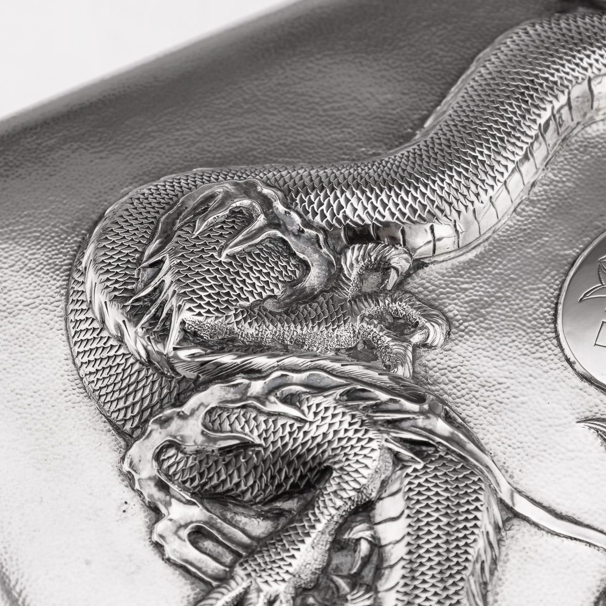 photo buy Antique 20thc Chinese Solid Silver Dragon Cigar Box, Shanghai, Zeewo C.1900