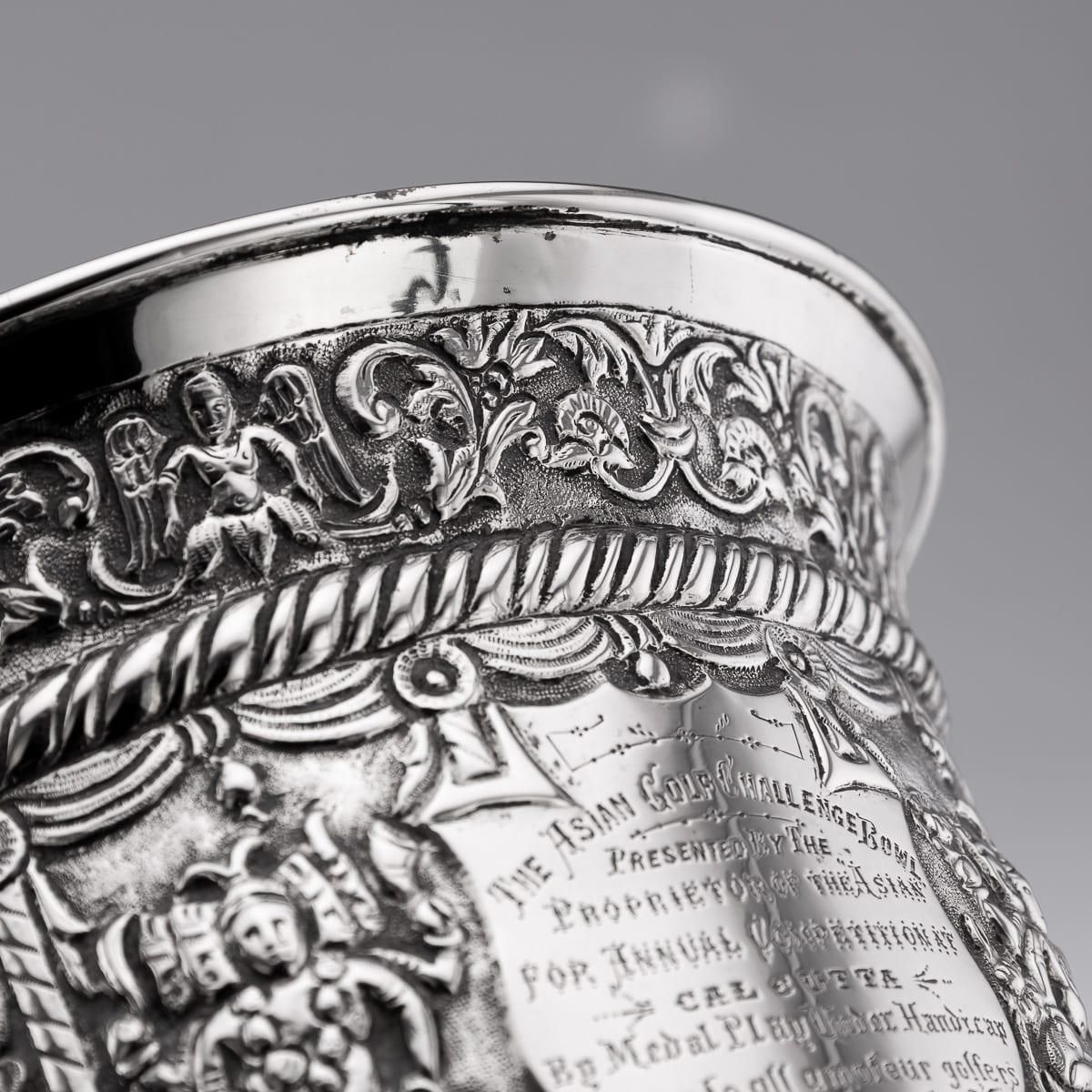 2963.0 Antique 20thc Indian (Calcutta) Solid Silver Repoussé Vase, Dass & Dutt C.1900 photo