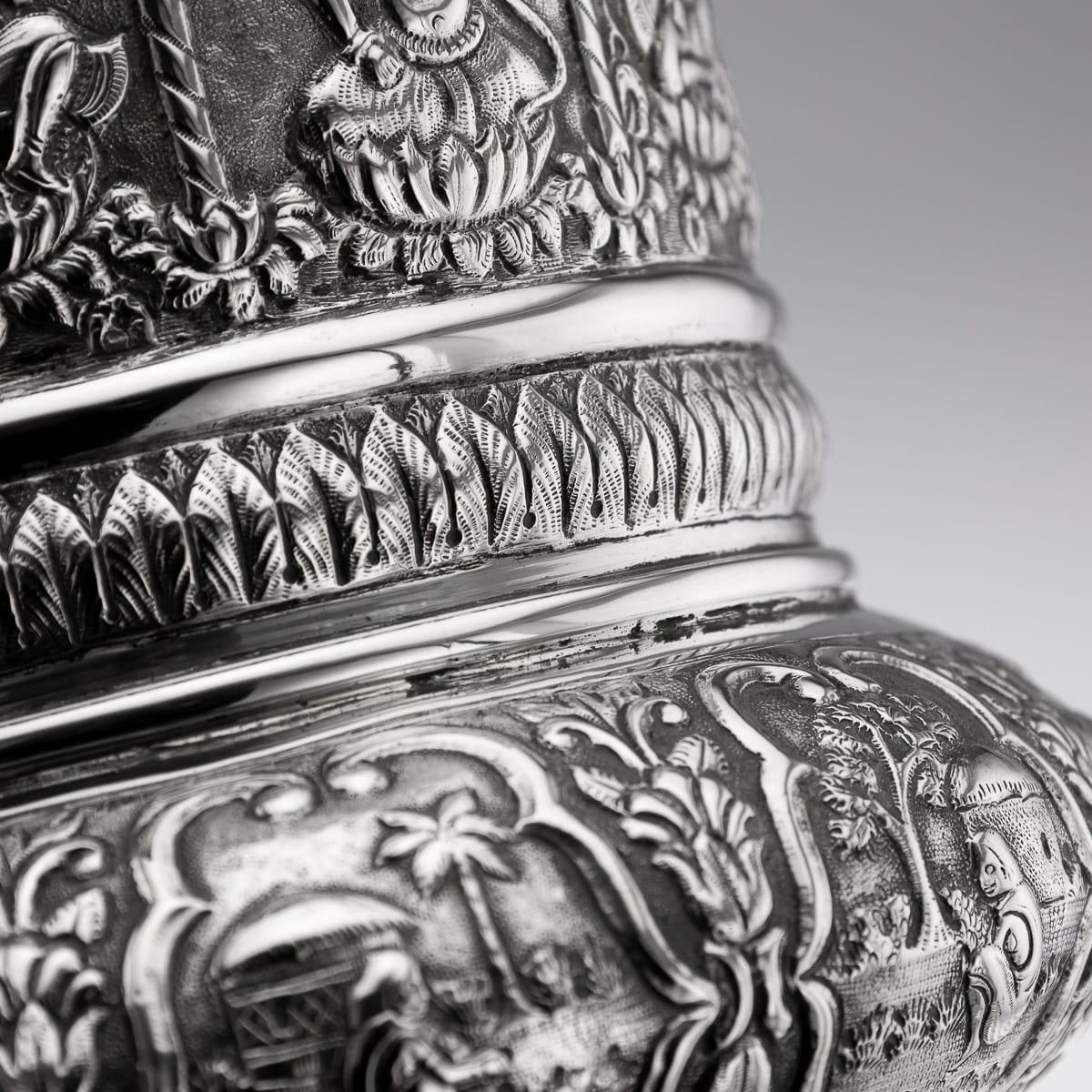 photo buy Antique 20thc Indian (Calcutta) Solid Silver Repoussé Vase, Dass & Dutt C.1900