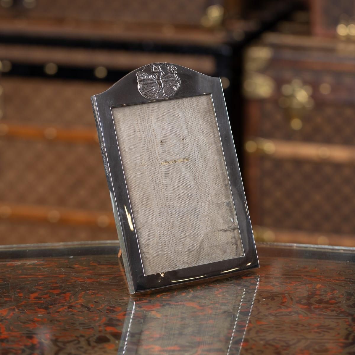 Antique 20thc English Solid Silver "Golfing" Photo Frame, Mappin & Webb C.1916 photo furniture