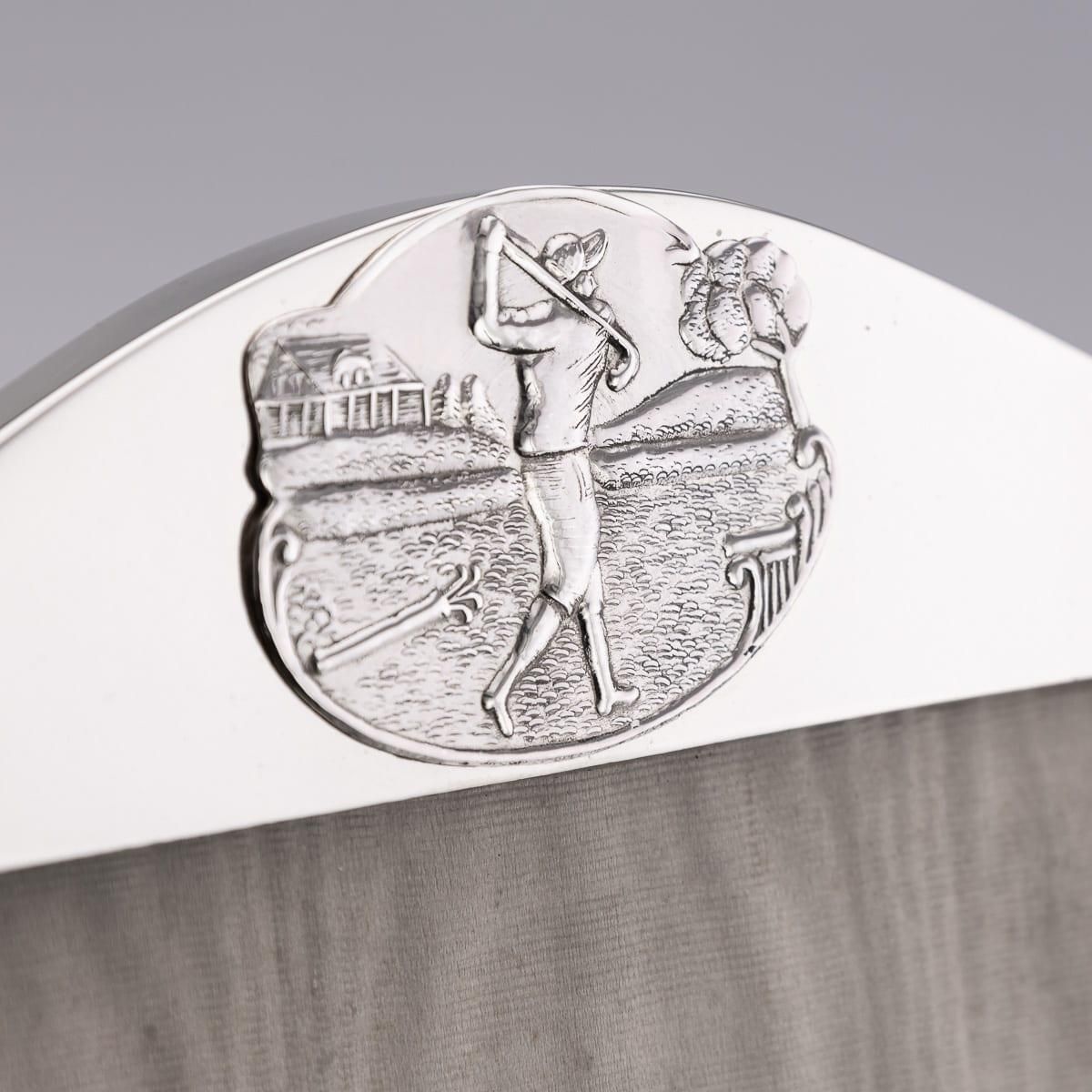 Antique 20thc English Solid Silver "Golfing" Photo Frame, Mappin & Webb C.1916 photo vintage