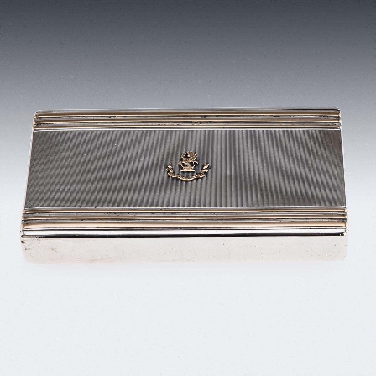 20thc English Solid Silver & 9k Gold Cigar Case By Cartier Of New Bond St C.1929 photo Home Decor