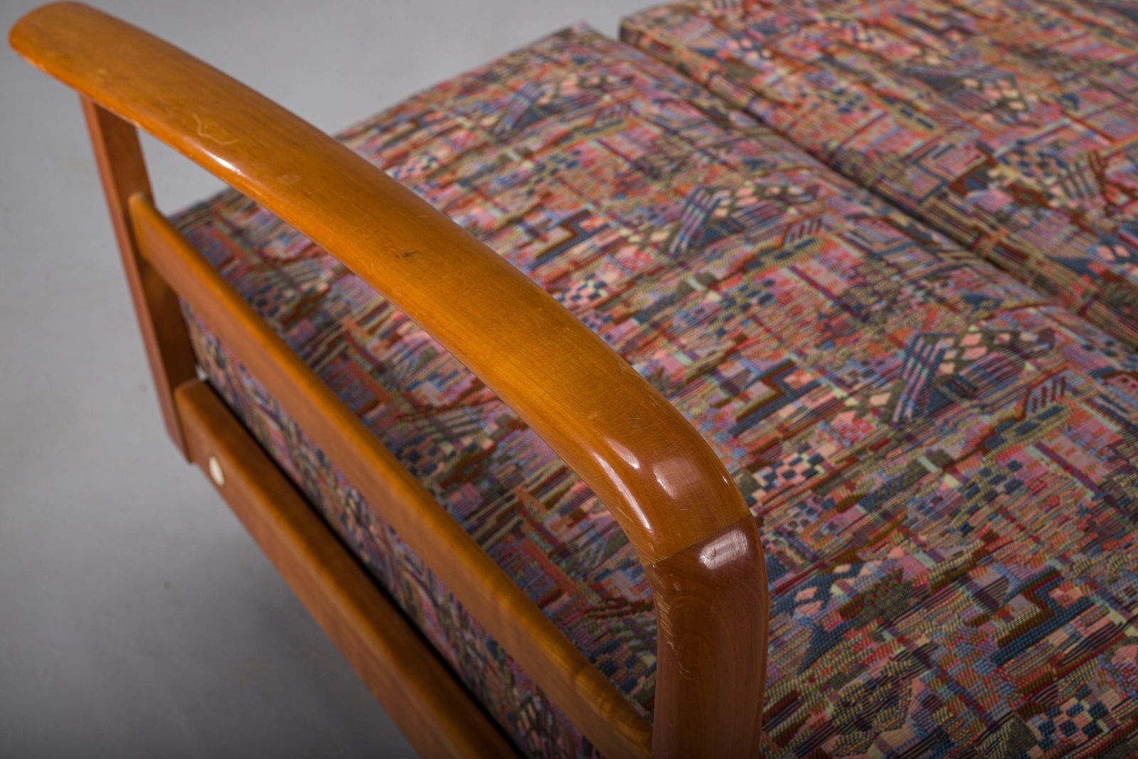 Vintage Cherrywood And Wool Daybed From Knoll Antimott, 1950s 1960s photo vinterior