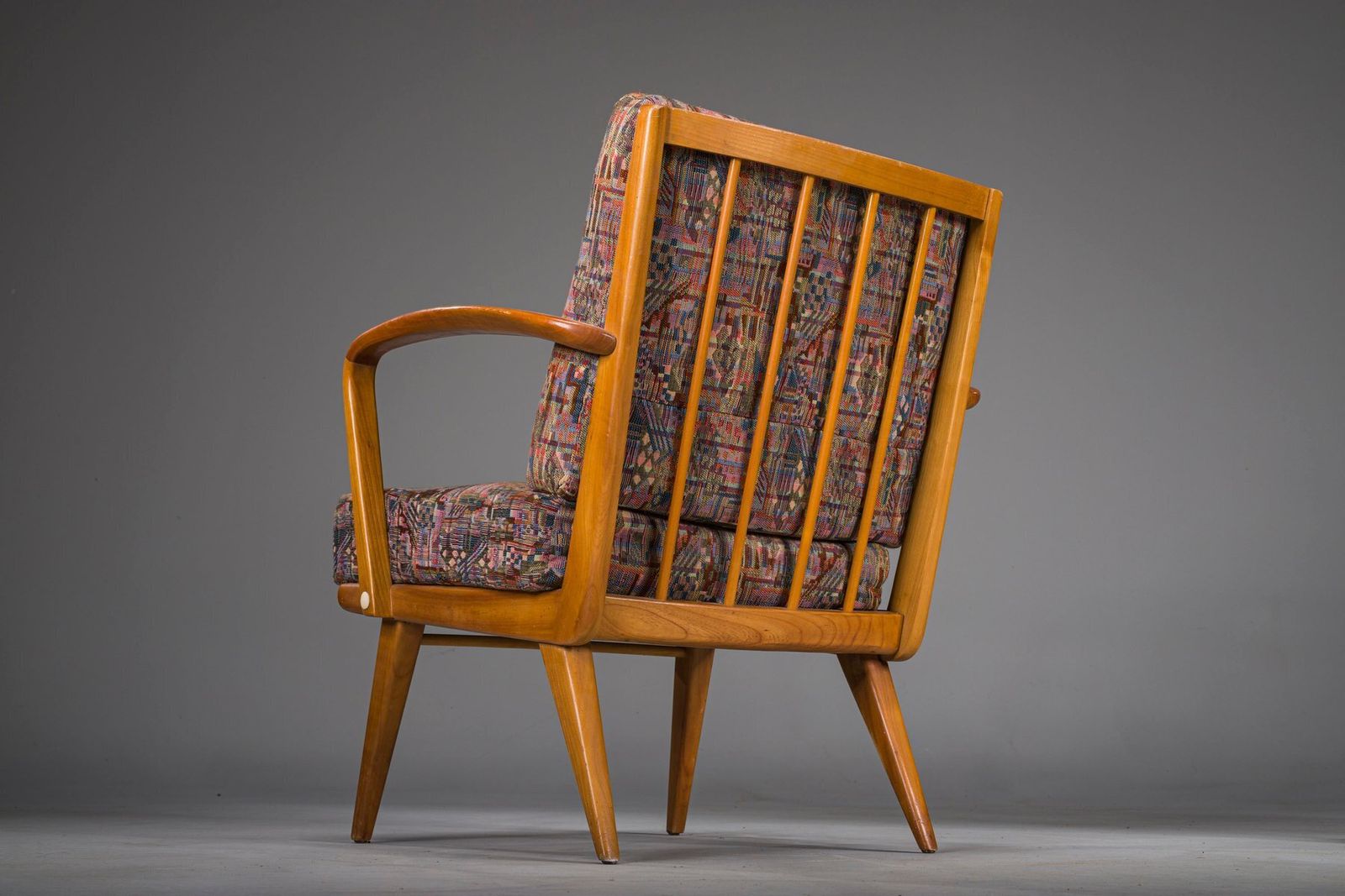 Vintage Cherrywood And Wool Armchairs From Knoll Antimott, 1950s 1960s, Set Of 2 photo buy