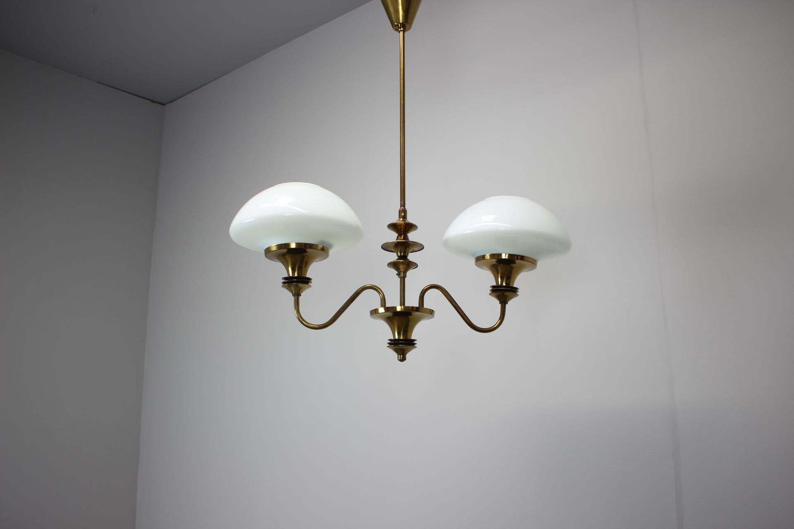 Mid Century Brass Chandelier From Jablonec Glassworks , 1970s, Czechoslovakia photo furniture