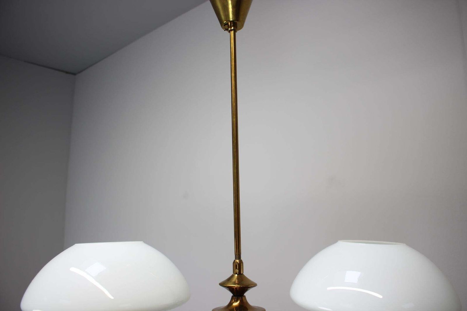 Mid Century Brass Chandelier From Jablonec Glassworks , 1970s, Czechoslovakia photo Lighting