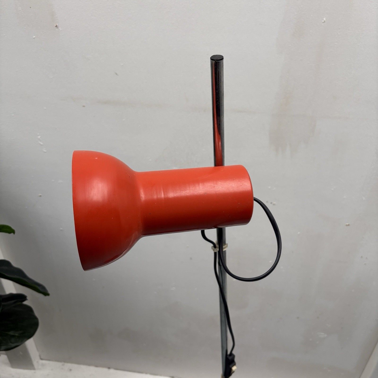 Vintage Floor Lamp On Red Metal Base With Black Plastic Fittings, 1970s photo 110.0