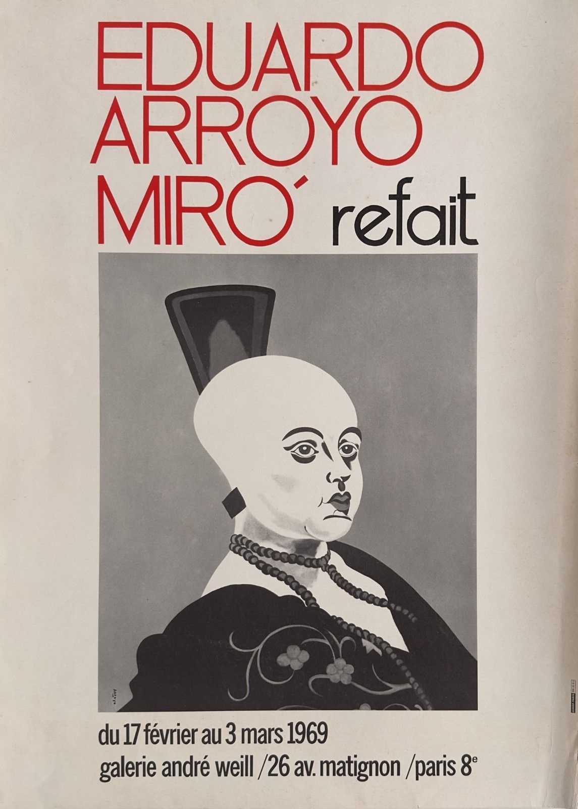Eduardo Arroyo Miro Vintage Poster Poster Exhibition Paris André Weill 1969