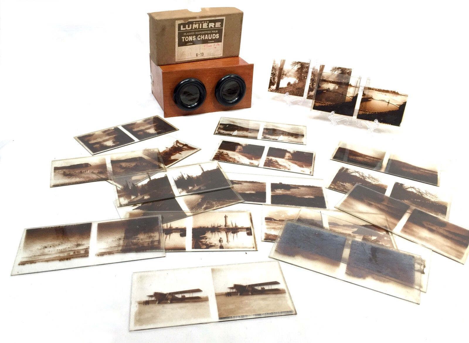 Antique French 1900s Stereoviewer / Stereoscope & Glass Slide Transparencies photo 269.0
