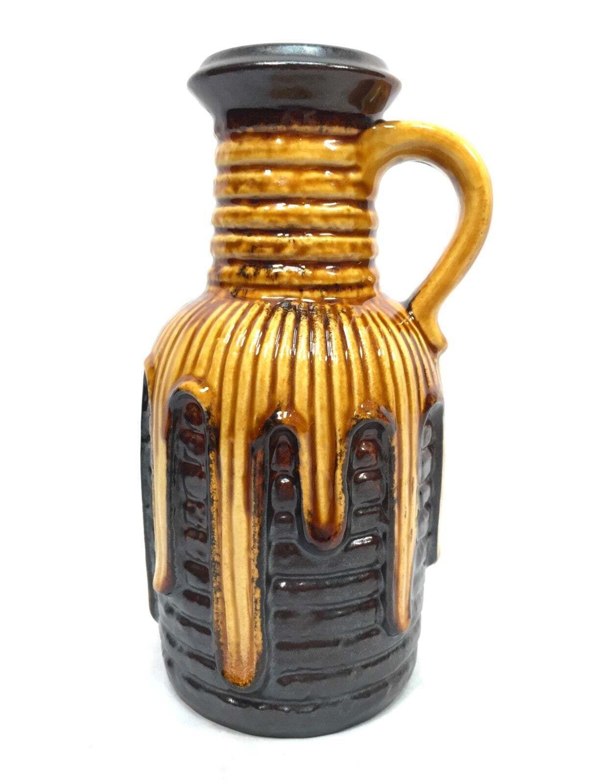Vintage West German Pottery Fat Vase Carstens Tonnieshof Yellow 1970s Retro