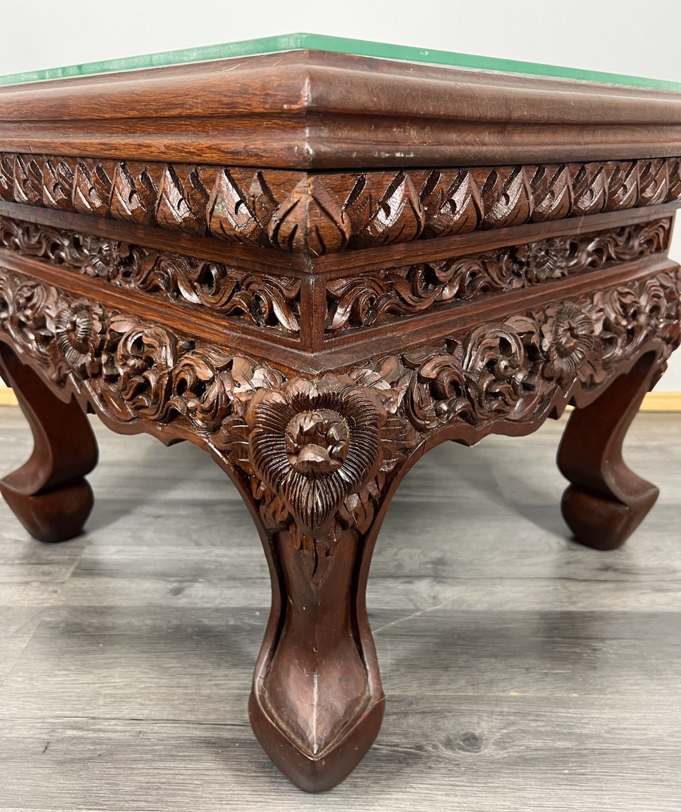 Coffee Table Plant Stand Vintage Chinese Mahogany Hand Ornate Carved  Lot 4328 photo vinterior