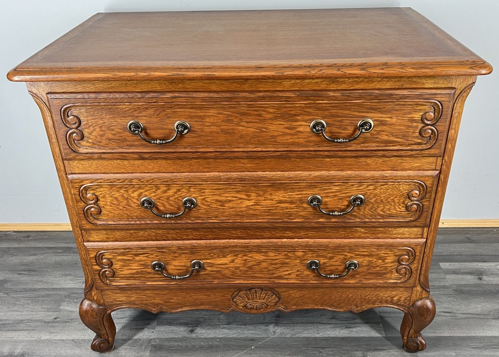Chest Of Drawers Vintage French Oak Louis XV Style Carved Cabinet Lot 4321