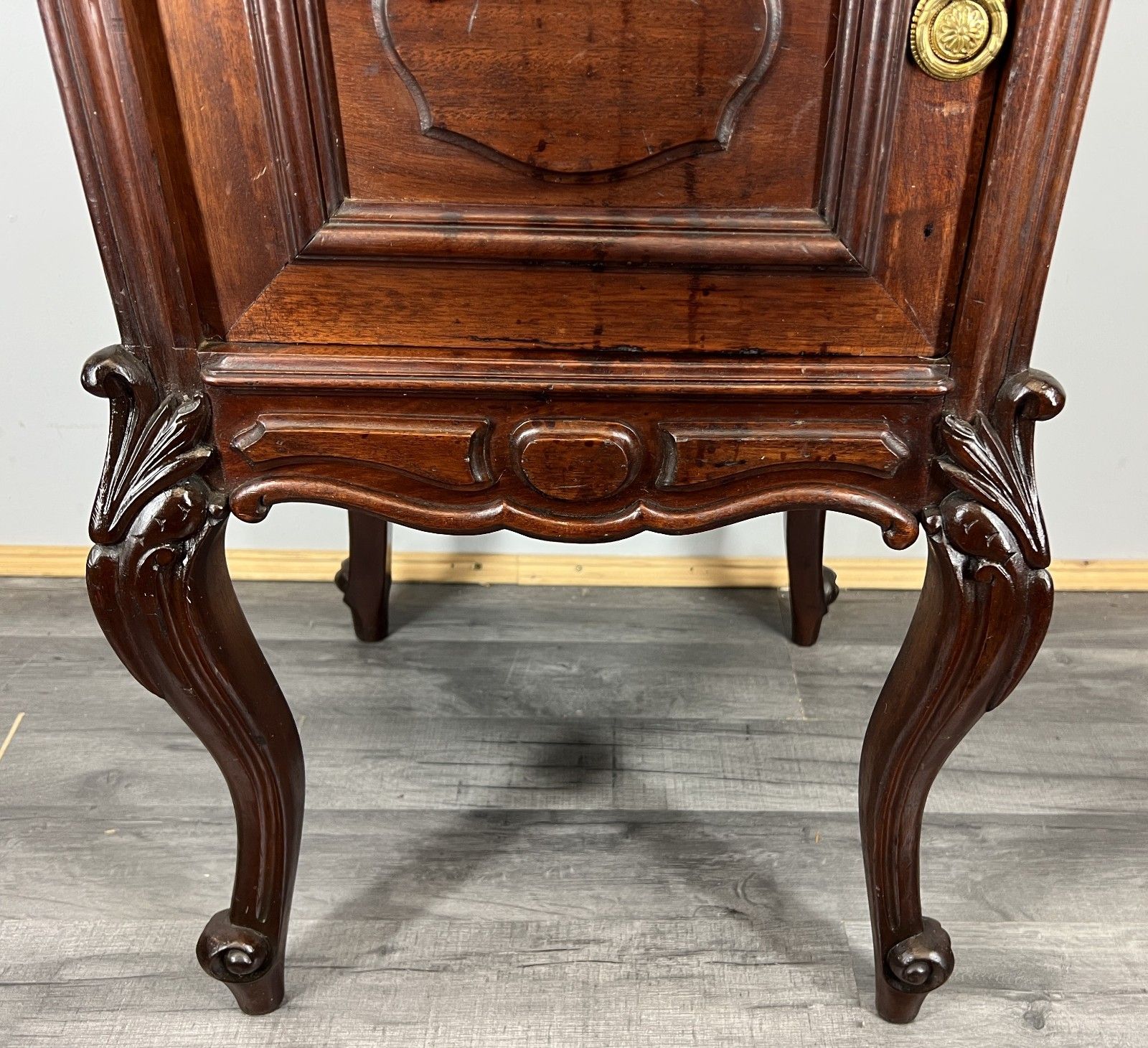 Bedside Table Antique French Marble Top Walnut Carved Cabinet Lot 4334 photo 299.0