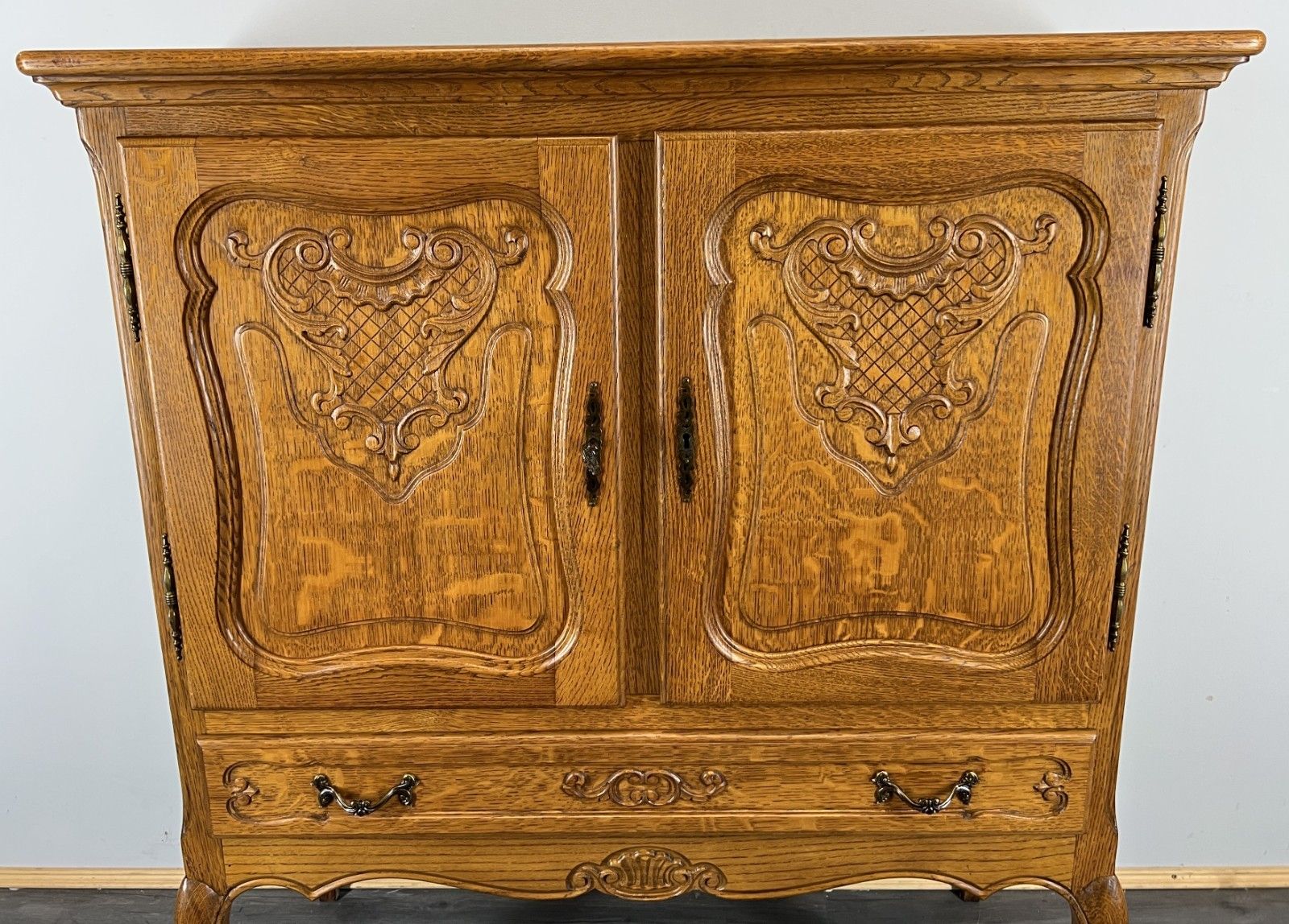 Cabinet Vintage French Louis XVI Oak Sideboard Carved Panels Cupboard Lot 4332 photo for sale