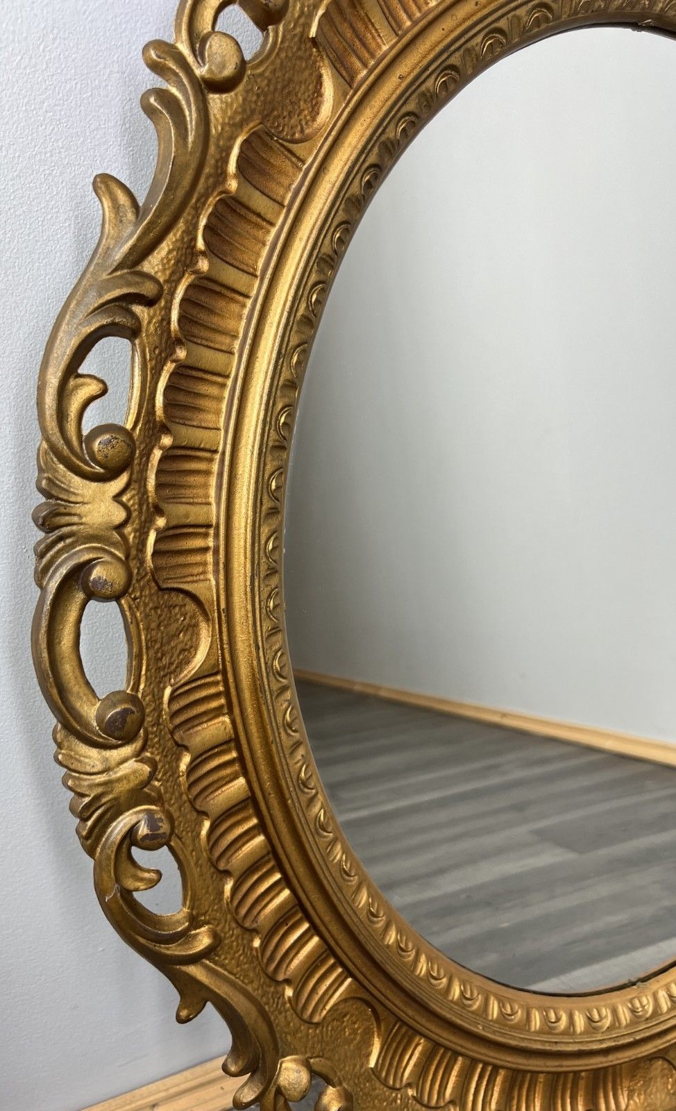 Vintage French Oval Wall Mirror With Ornate Rococo Frame Wall Decor Lot 4358 photo Home Decor