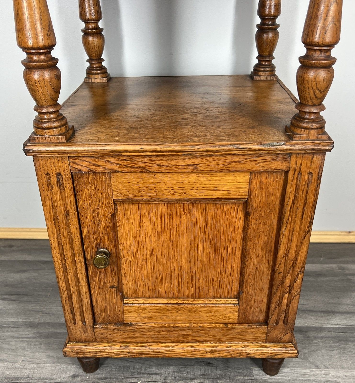 Bedside Table Antique French Oak With Marble Top Carved Cabinet Lot 4338 photo 249.0