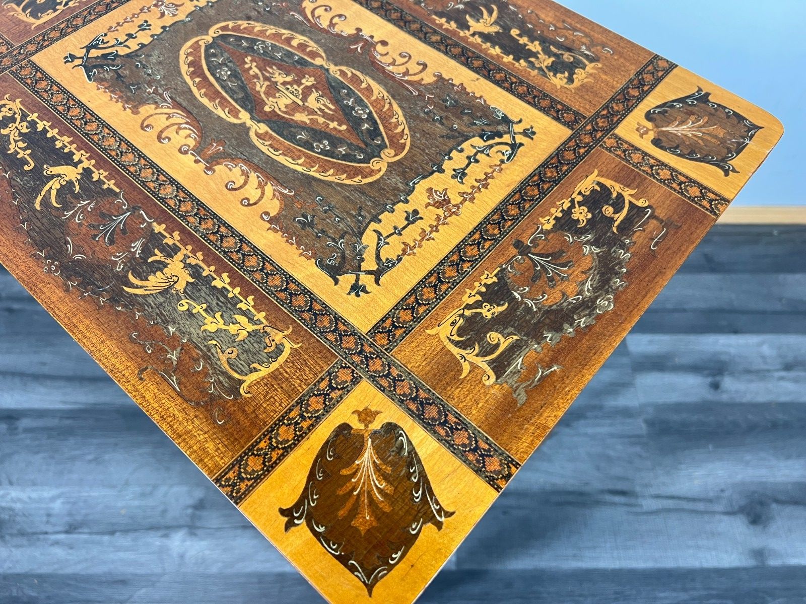 Vintage French Jewellery Table Marquetry Inlaid Music Box Cabinet Lot 4259 photo vinterior