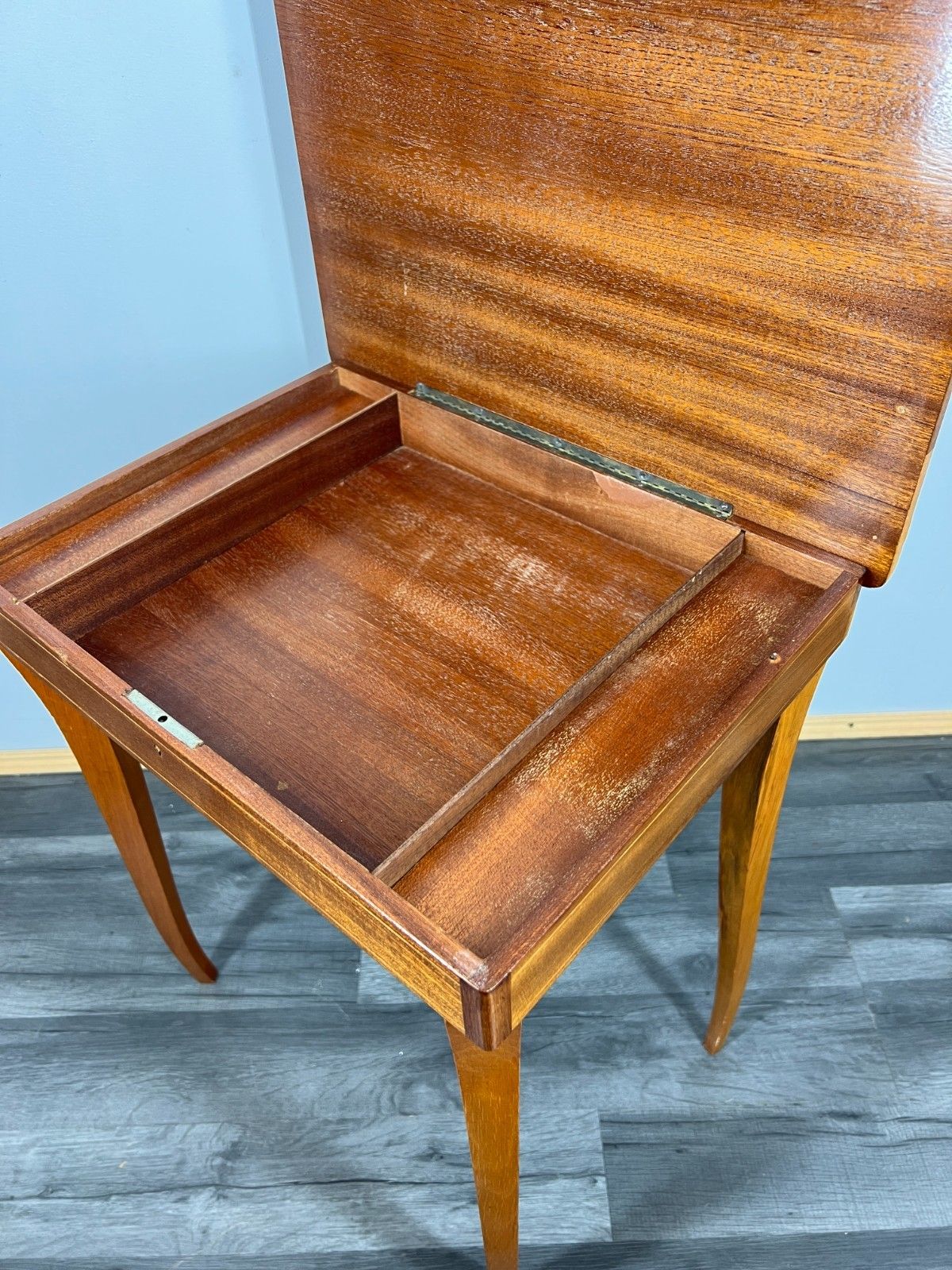 photo furniture Vintage French Jewellery Table Marquetry Inlaid Music Box Cabinet Lot 4259