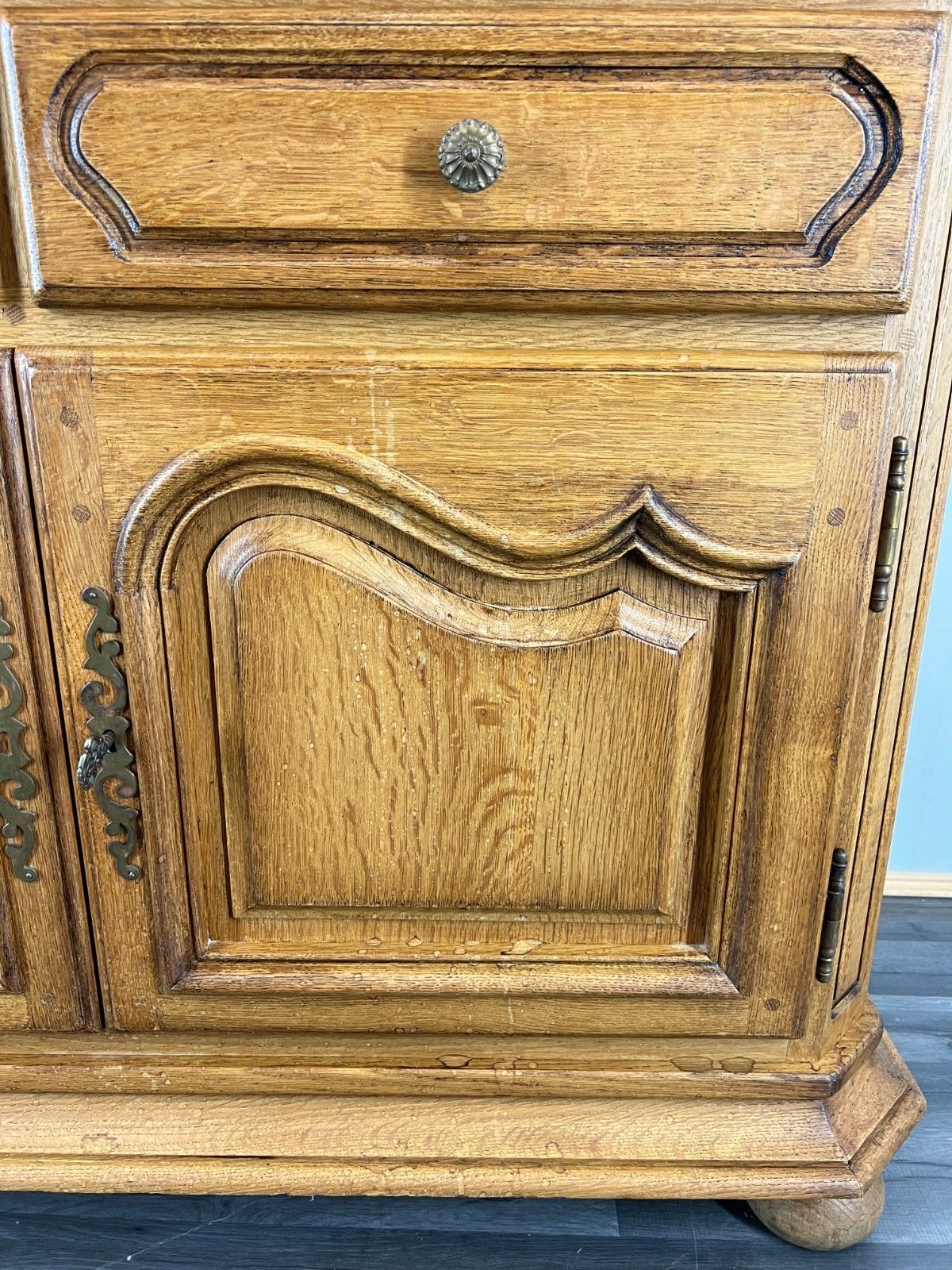 Cabinet Vintage French Oak 2 Door Carved Sideboard With Drawers Lot 4399 photo buy
