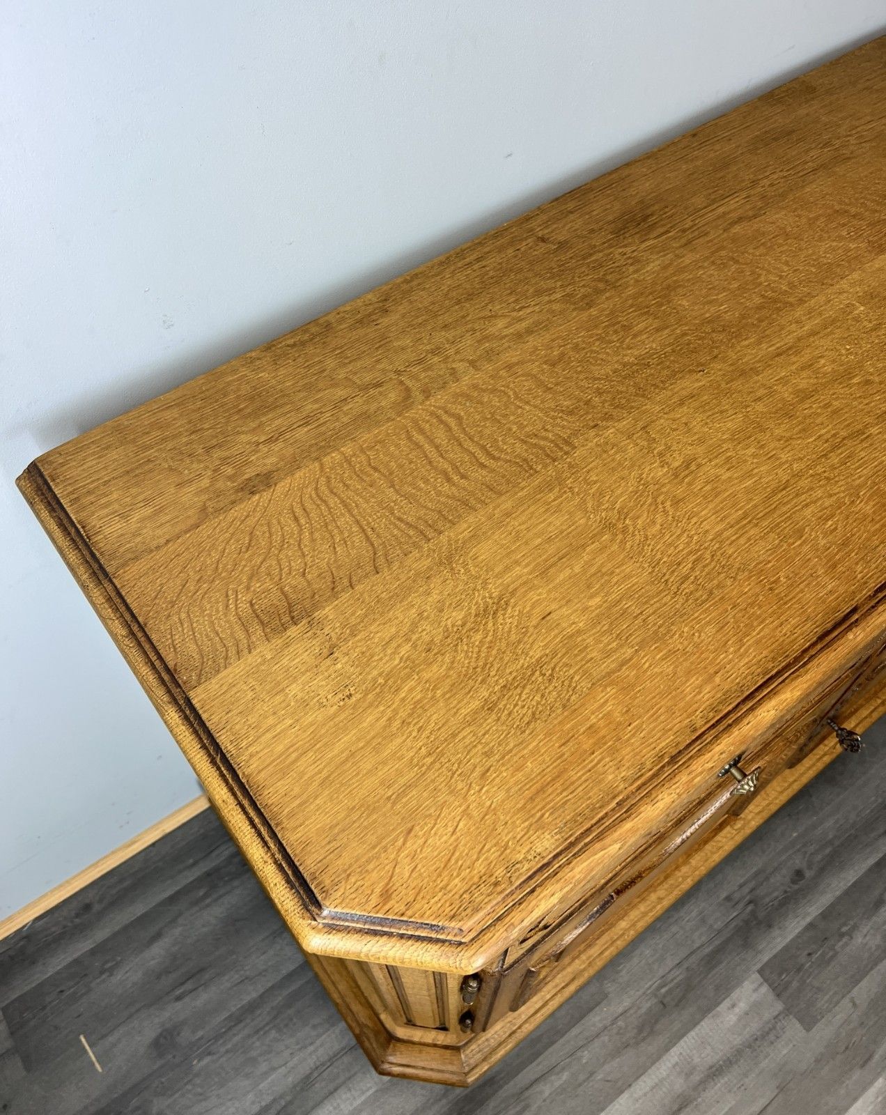 photo furniture Cabinet Vintage French Oak 2 Door Carved Sideboard With Drawers Lot 4399