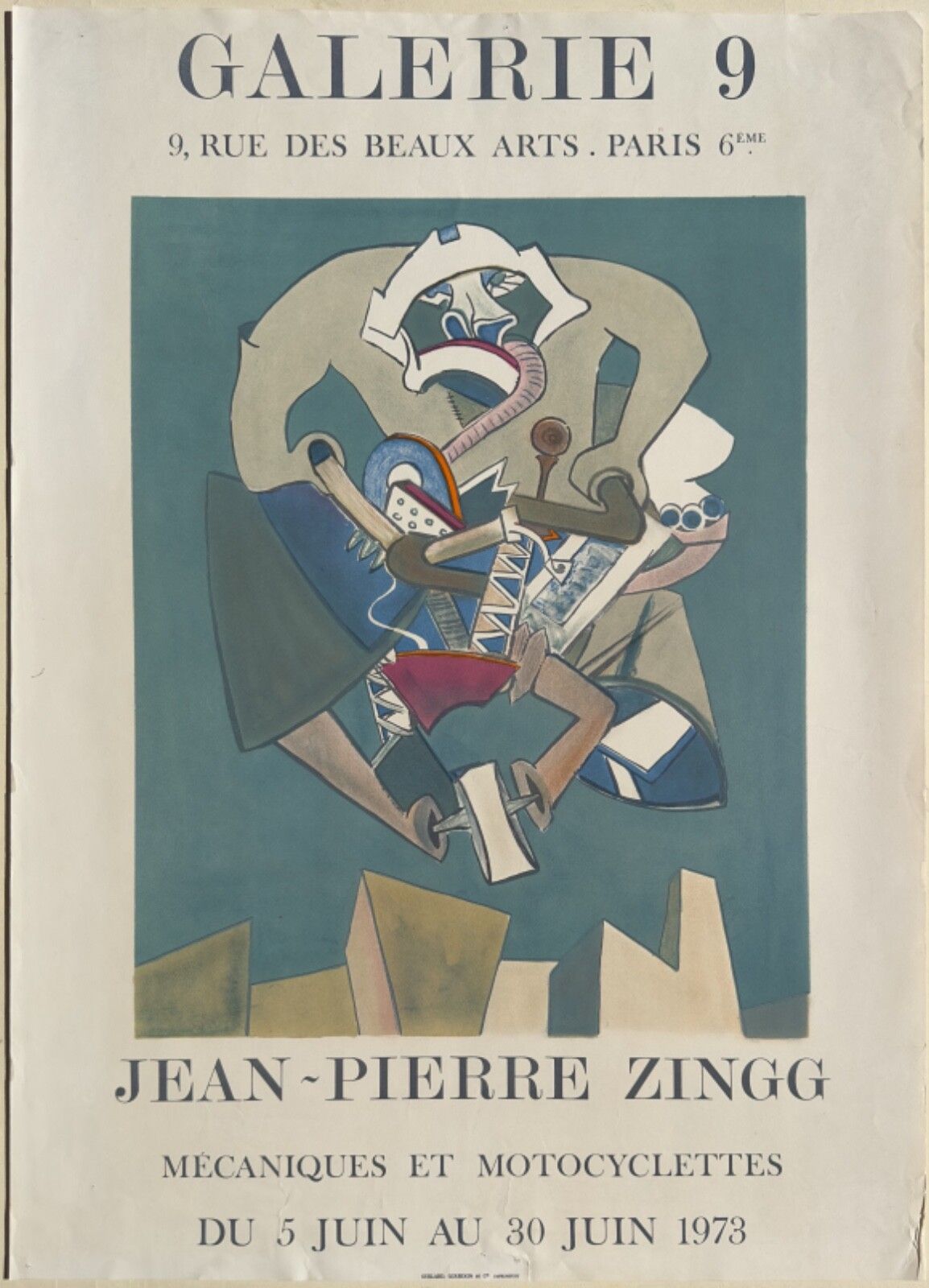 Jean Pierre Zingg Vintage Poster Lithograph Expo Paris 1973 Mechanics