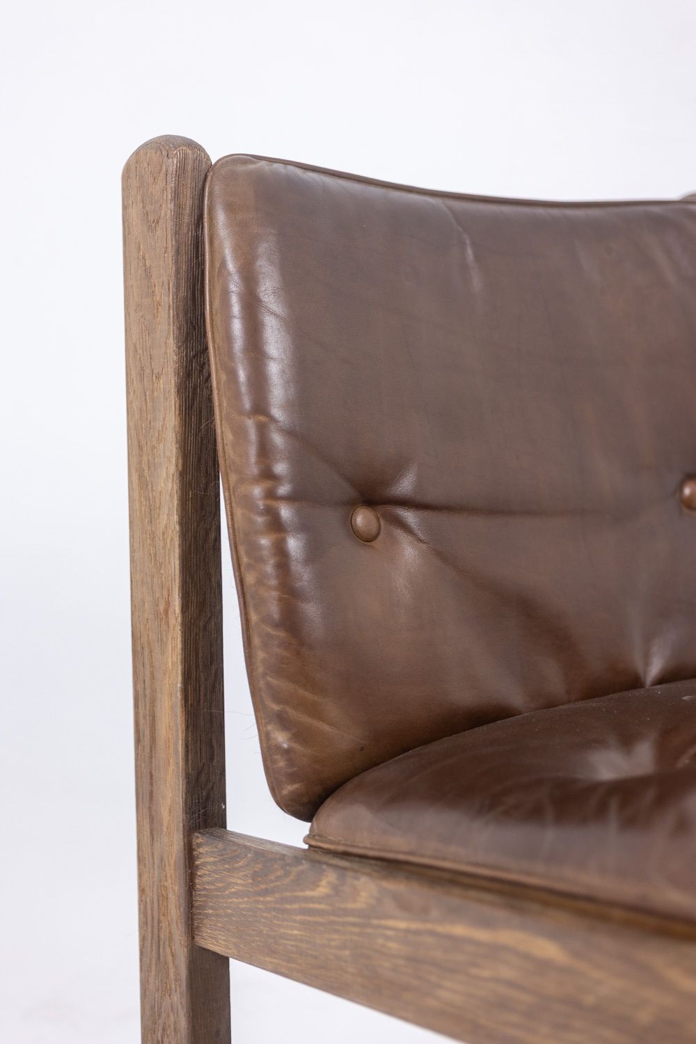 Pair Of Oak Fireside Chairs, Upholstered In Leather, 1960s photo Furniture