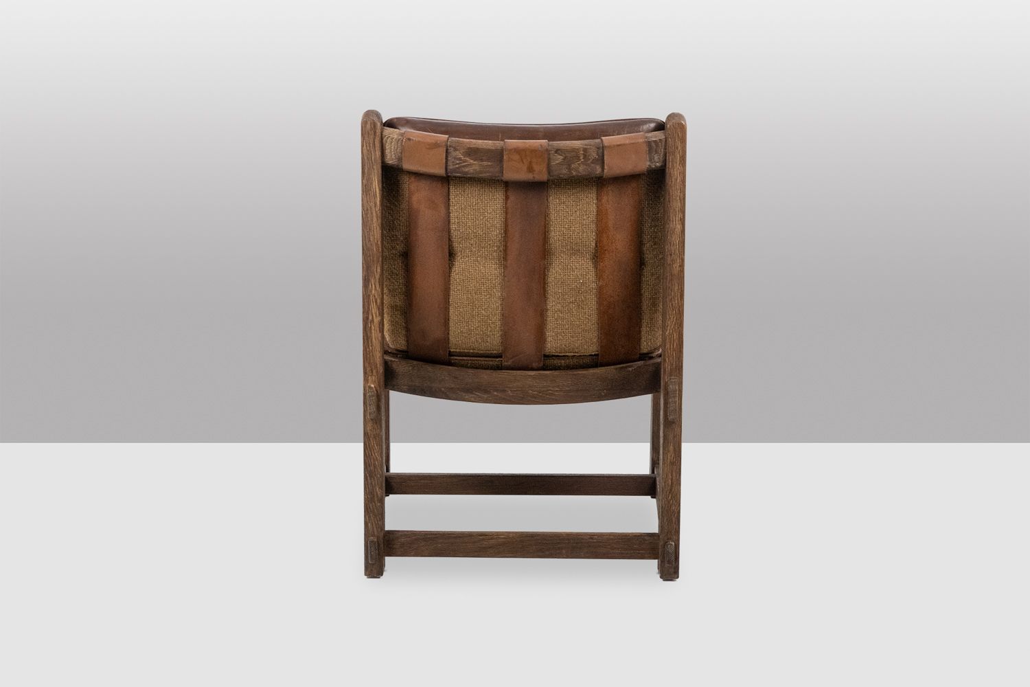 Furniture Pair Of Oak Fireside Chairs, Upholstered In Leather, 1960s photo