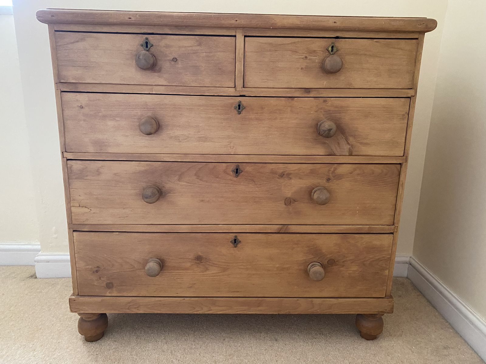 Large Antique Pine Chest Of Drawers
