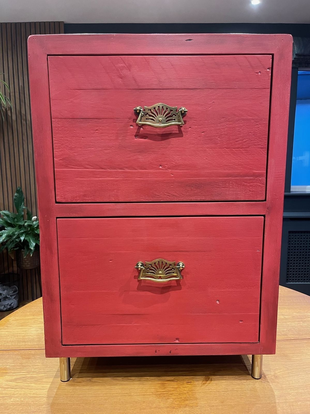 Hand Painted Recycled Wooden 2 Drawer Filing Cabinet photo Furniture