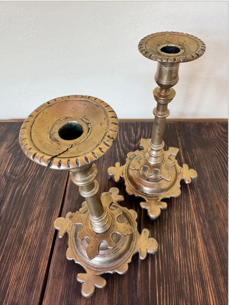 photo furniture Rare Pair Of 16th Century Renaissancebronze Candlesticks From Bohemia