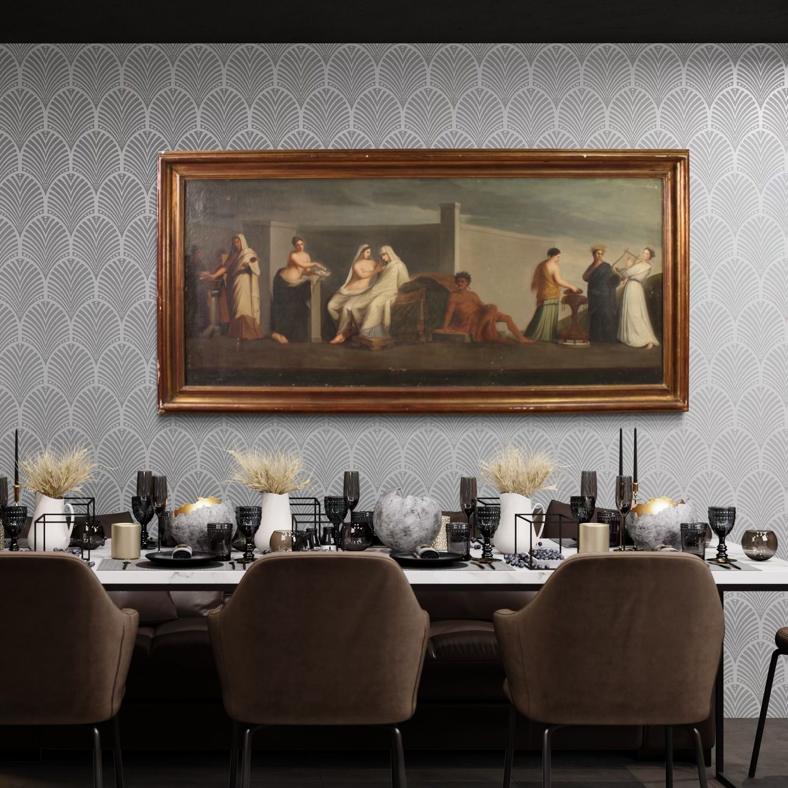photo furniture Antique French Painting The Aldobrandini Wedding From The 19th Century