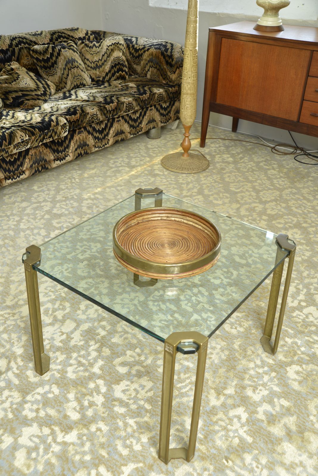 Rattan Cane Brass Basket Centrepiece By Vivai Del Sud Gabriella Crespi Style Italy 1970s photo buy