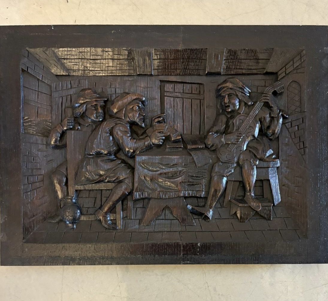 photo for sale Set Of Nine Antique 19th Century Hand Carved Oak Panels