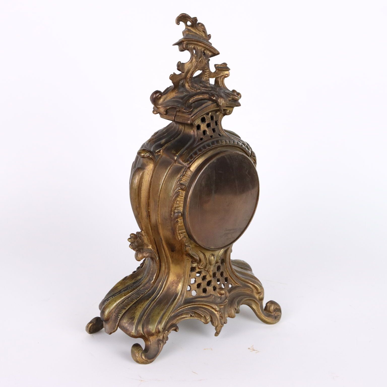 Antique Triptych Clock Gilded Bronze France Late XIX Century photo vinterior