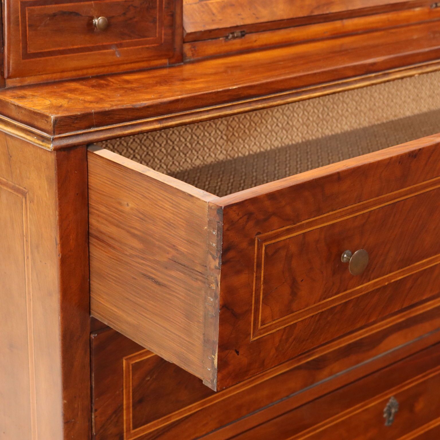 Antique Flap Cabinet Maple Bronze 5 Drawers Italy XIX Century photo vintage