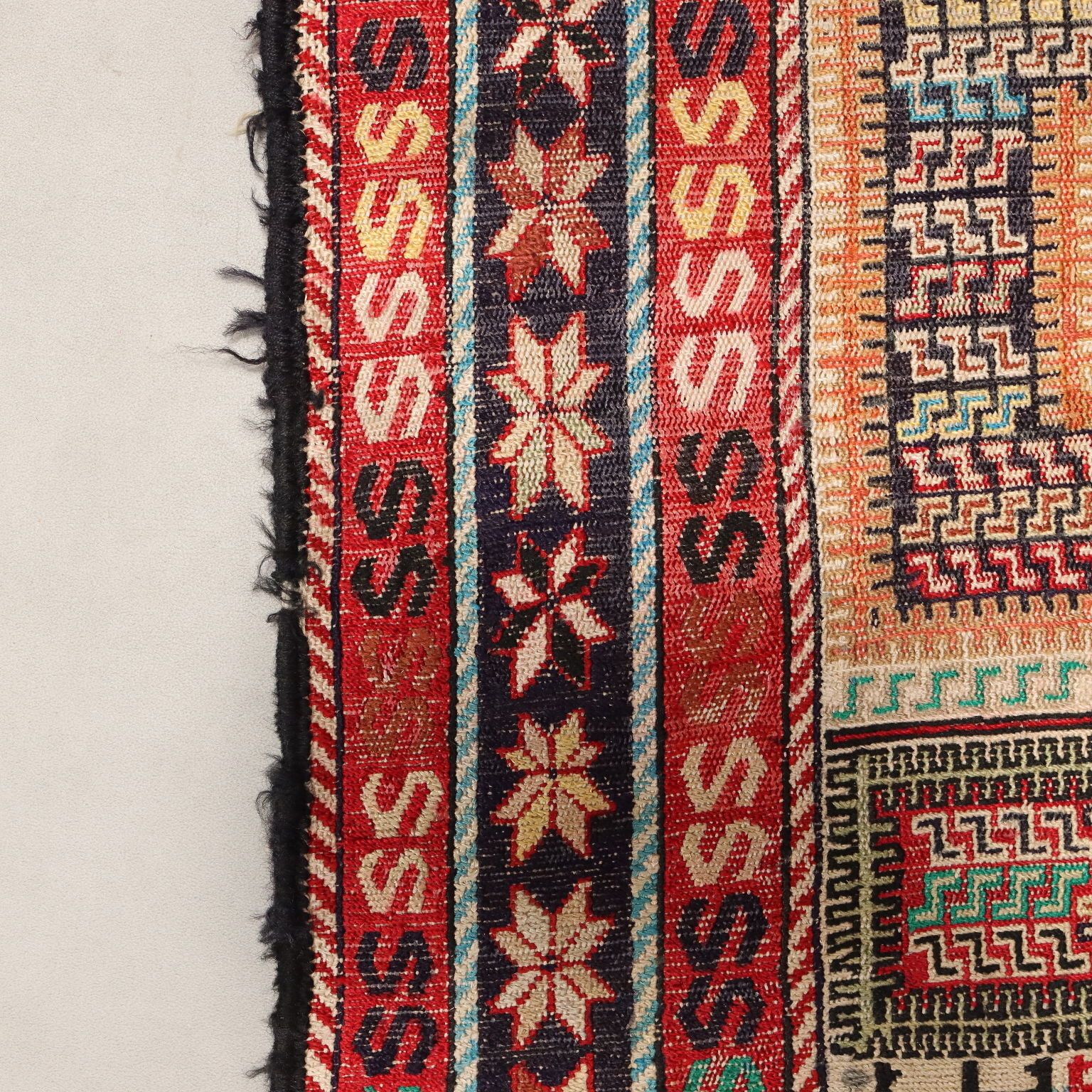 Antique Asian Carpet Cotton Extra Thin Knot Handmade 75 X 51 In photo vintage