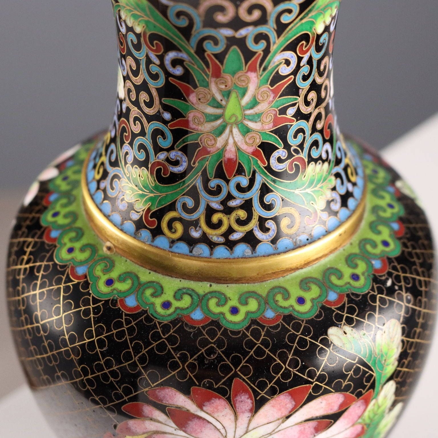 Antique Cloisonné Vases Leaves Decorations China XX Century photo Home Decor