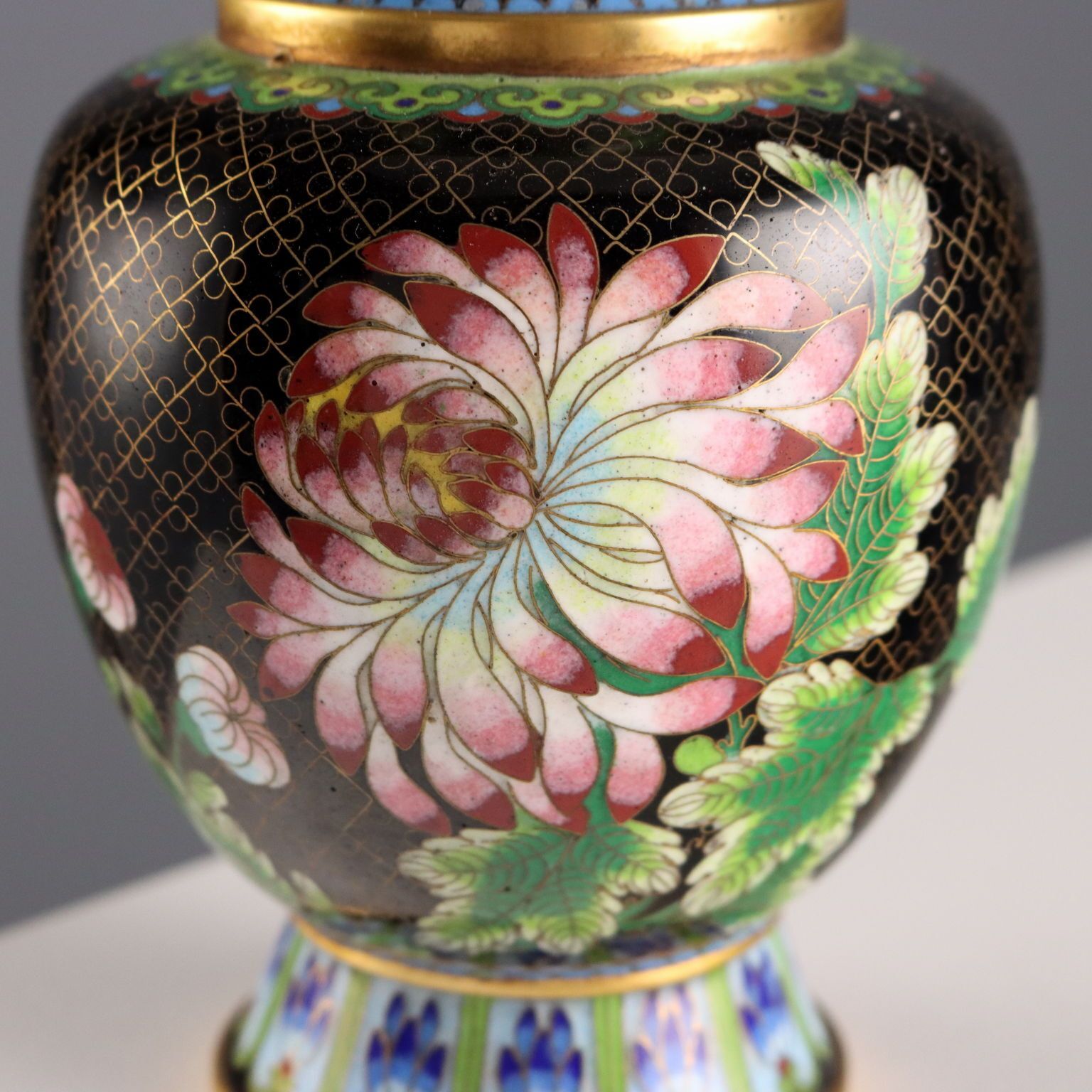 Antique Cloisonné Vases Leaves Decorations China XX Century photo 310.0