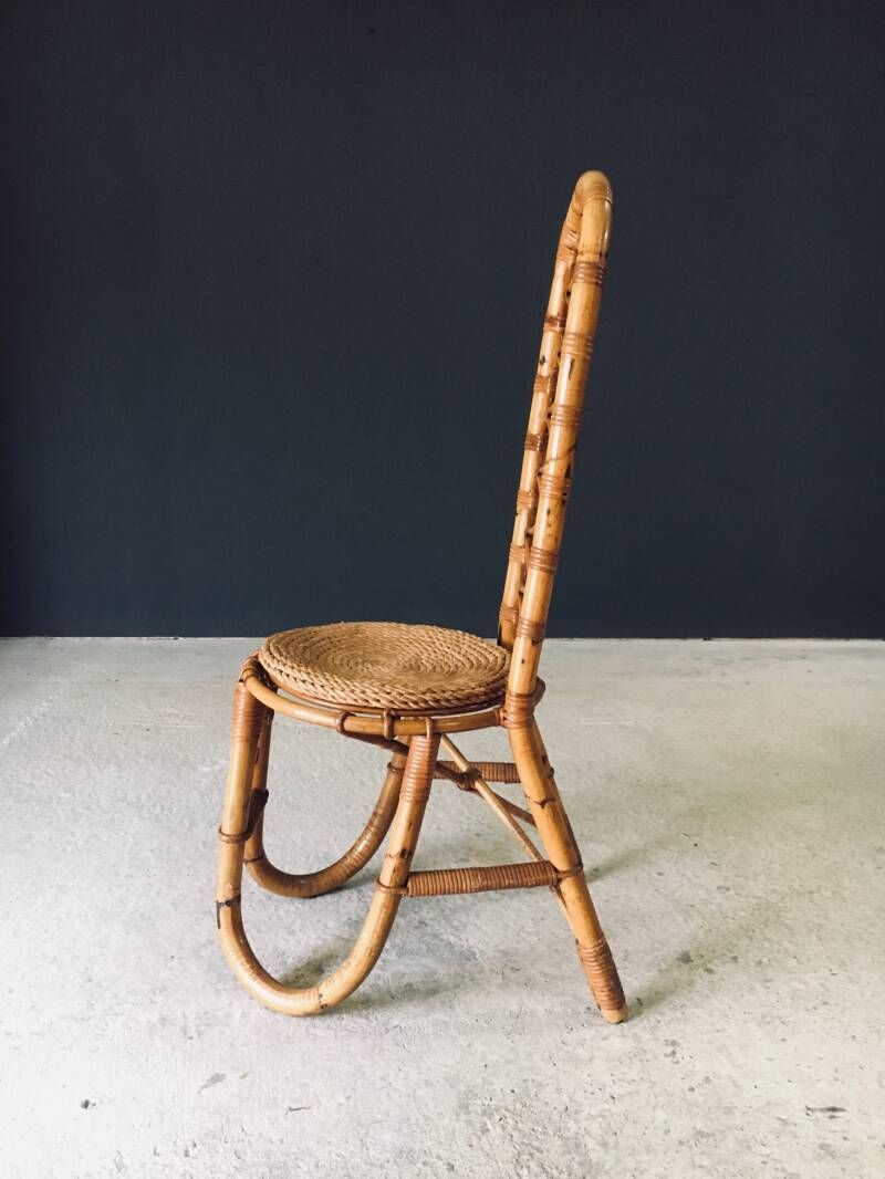 Midcentury Design High Back Bamboo Chair By Rohé Noordwolde, 1960's Netherlands photo 650.0