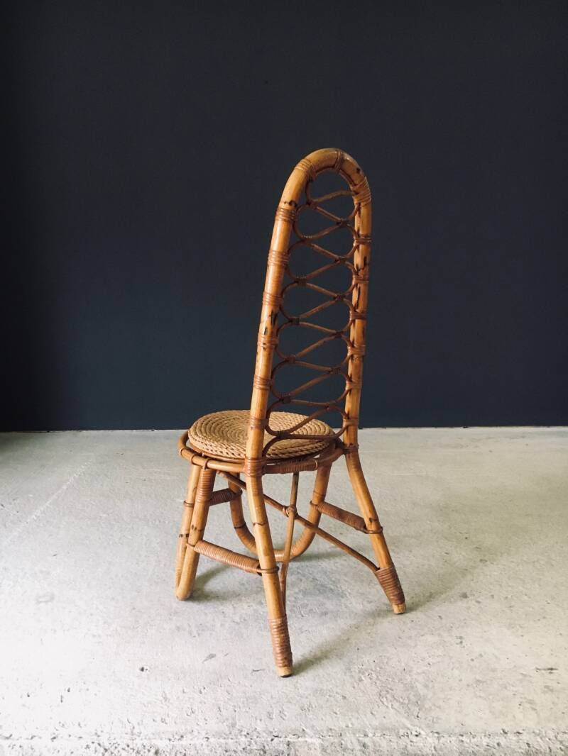 Midcentury Design High Back Bamboo Chair By Rohé Noordwolde, 1960's Netherlands photo vinterior