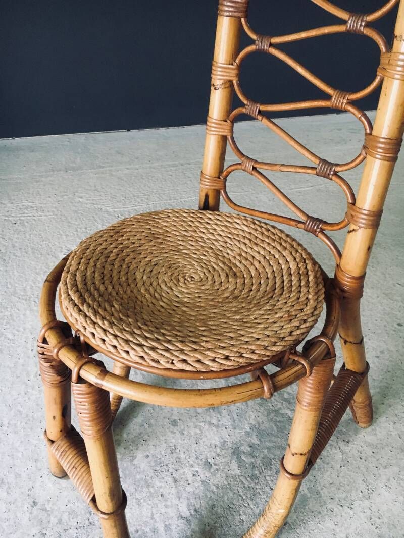 photo for sale Midcentury Design High Back Bamboo Chair By Rohé Noordwolde, 1960's Netherlands